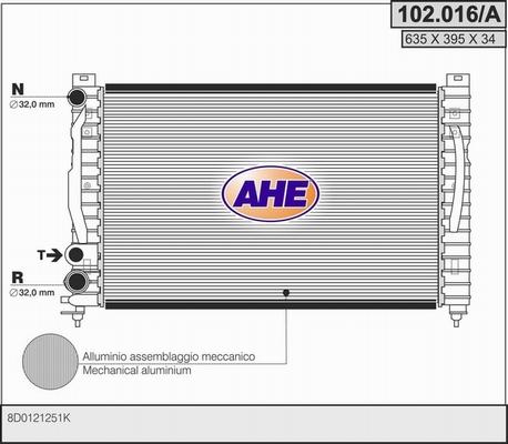 AHE 102.016/A - Радіатор, охолодження двигуна autozip.com.ua