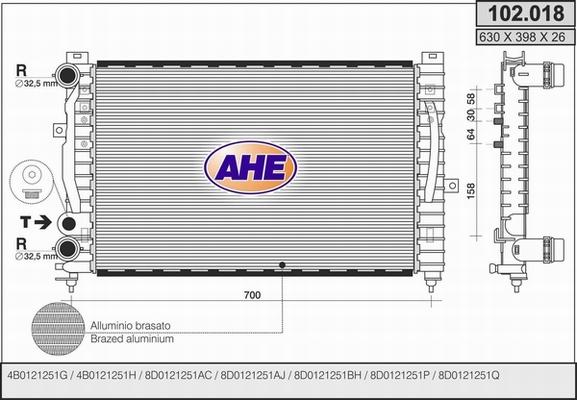 AHE 102.018 - Радіатор, охолодження двигуна autozip.com.ua