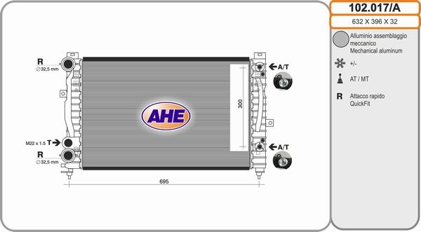 AHE 102.017/A - Радіатор, охолодження двигуна autozip.com.ua