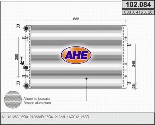 AHE 102.084 - Радіатор, охолодження двигуна autozip.com.ua