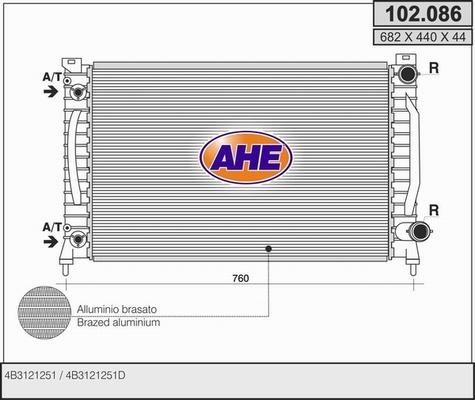 AHE 102.086 - Радіатор, охолодження двигуна autozip.com.ua