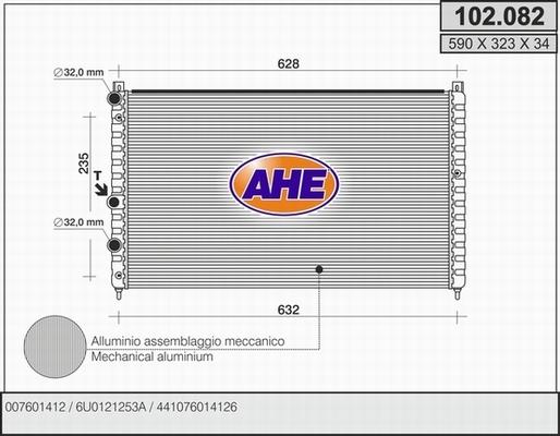 AHE 102.082 - Радіатор, охолодження двигуна autozip.com.ua