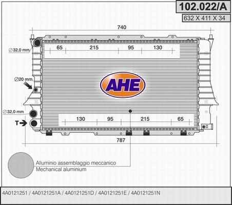 AHE 102.022/A - Радіатор, охолодження двигуна autozip.com.ua
