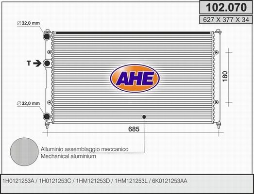 AHE 102.070 - Радіатор, охолодження двигуна autozip.com.ua