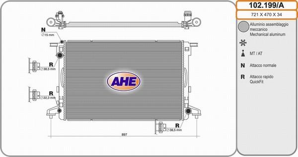 AHE 102.199/A - Радіатор, охолодження двигуна autozip.com.ua