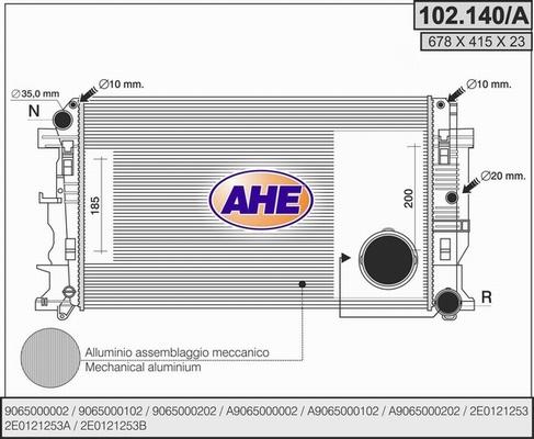 AHE 102.140/A - Радіатор, охолодження двигуна autozip.com.ua