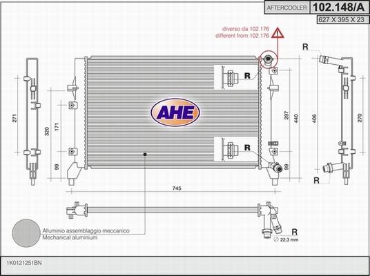 AHE 102.148/A - Радіатор, охолодження двигуна autozip.com.ua