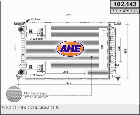 AHE 102.143 - Радіатор, охолодження двигуна autozip.com.ua
