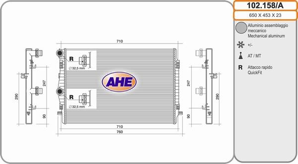 AHE 102.158/A - Радіатор, охолодження двигуна autozip.com.ua