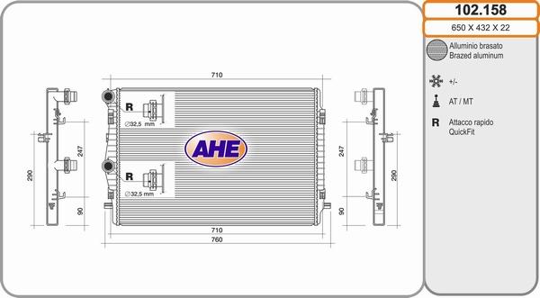 AHE 102.158 - Радіатор, охолодження двигуна autozip.com.ua