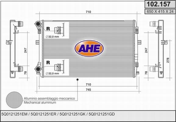 AHE 102.157 - Радіатор, охолодження двигуна autozip.com.ua