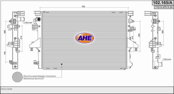 AHE 102.165/A - Радіатор, охолодження двигуна autozip.com.ua