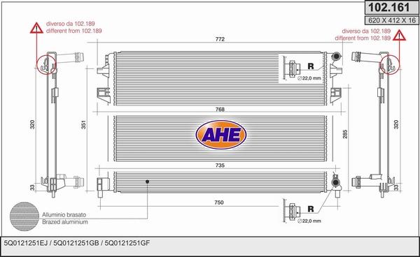 AHE 102.161 - Радіатор, охолодження двигуна autozip.com.ua