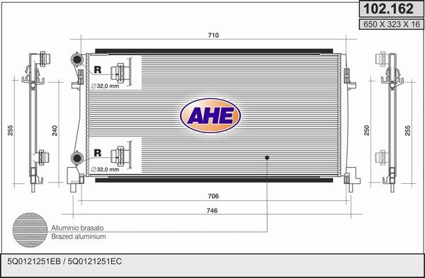 AHE 102.162 - Радіатор, охолодження двигуна autozip.com.ua