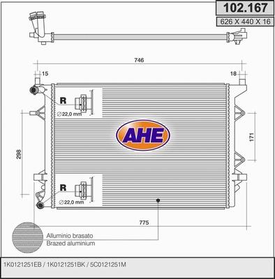 AHE 102.167 - Радіатор, охолодження двигуна autozip.com.ua