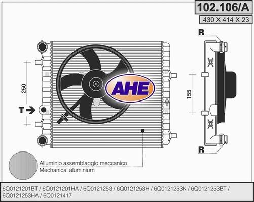 AHE 102.106/A - Радіатор, охолодження двигуна autozip.com.ua