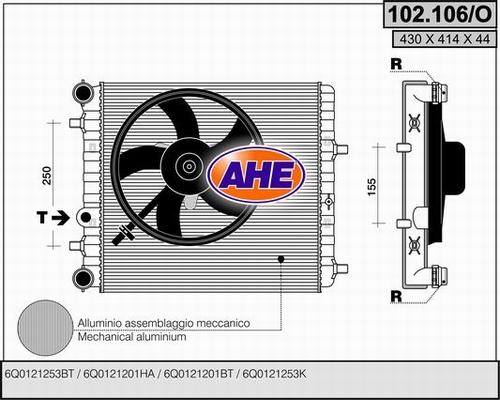 AHE 102.106/O - Радіатор, охолодження двигуна autozip.com.ua