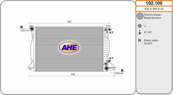 AHE 102.100 - Радіатор, охолодження двигуна autozip.com.ua