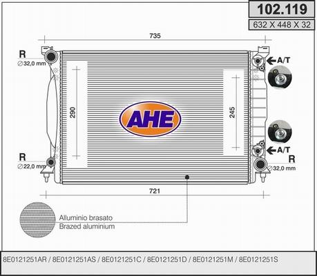 AHE 102.119 - Радіатор, охолодження двигуна autozip.com.ua