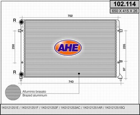 AHE 102.114 - Радіатор, охолодження двигуна autozip.com.ua