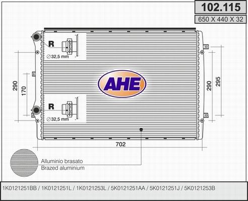 AHE 102.115 - Радіатор, охолодження двигуна autozip.com.ua