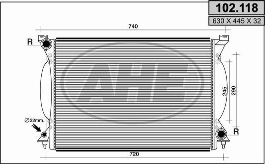 AHE 102.118 - Радіатор, охолодження двигуна autozip.com.ua