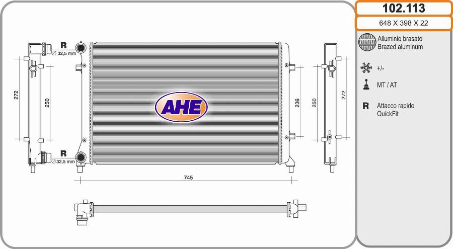 AHE 102.113 - Радіатор, охолодження двигуна autozip.com.ua