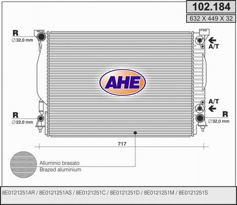 AHE 102.184 - Радіатор, охолодження двигуна autozip.com.ua