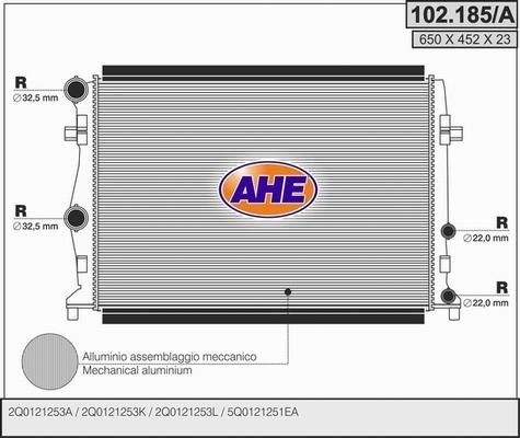 AHE 102.185/A - Радіатор, охолодження двигуна autozip.com.ua