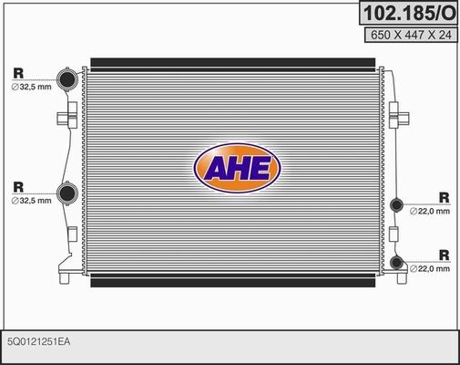 AHE 102.185/O - Радіатор, охолодження двигуна autozip.com.ua