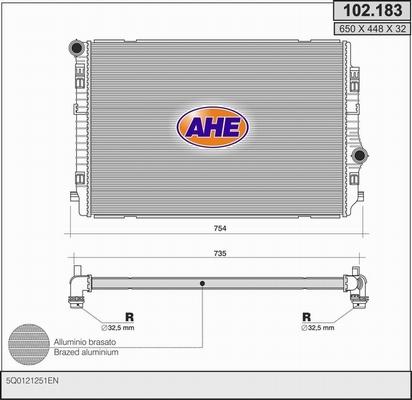 AHE 102.183 - Радіатор, охолодження двигуна autozip.com.ua