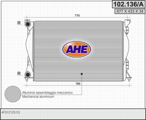 AHE 102.136/A - Радіатор, охолодження двигуна autozip.com.ua