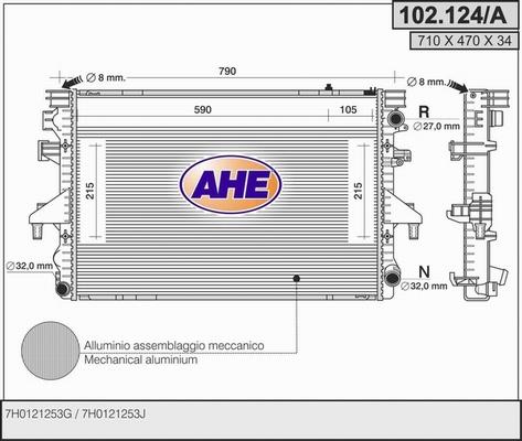 AHE 102.124/A - Радіатор, охолодження двигуна autozip.com.ua