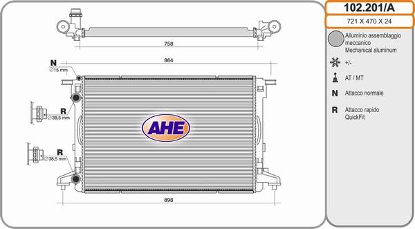 AHE 102.201/A - Радіатор, охолодження двигуна autozip.com.ua