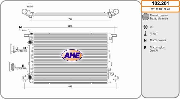 AHE 102.201 - Радіатор, охолодження двигуна autozip.com.ua