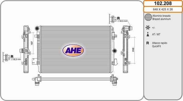 AHE 102.208 - Радіатор, охолодження двигуна autozip.com.ua