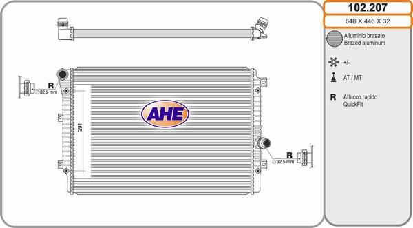 AHE 102.207 - Радіатор, охолодження двигуна autozip.com.ua