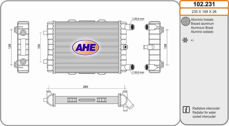 AHE 102.231 - Радіатор, охолодження двигуна autozip.com.ua