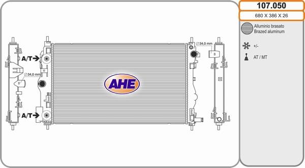 AHE 107.050 - Радіатор, охолодження двигуна autozip.com.ua