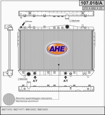 AHE 107.018/A - Радіатор, охолодження двигуна autozip.com.ua