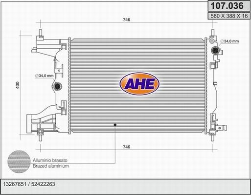 AHE 107.036 - Радіатор, охолодження двигуна autozip.com.ua
