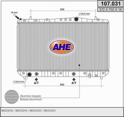 AHE 107.031 - Радіатор, охолодження двигуна autozip.com.ua
