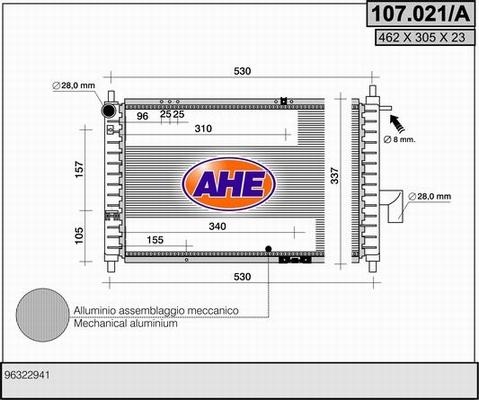 AHE 107.021/A - Радіатор, охолодження двигуна autozip.com.ua