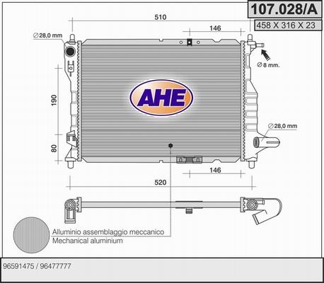 AHE 107.028/A - Радіатор, охолодження двигуна autozip.com.ua