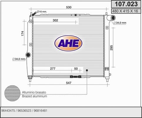 AHE 107.023 - Радіатор, охолодження двигуна autozip.com.ua