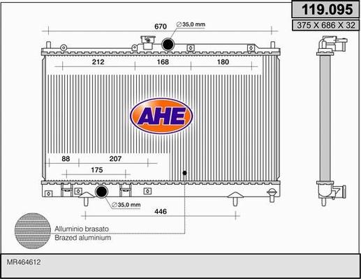 AHE 119.095 - Радіатор, охолодження двигуна autozip.com.ua