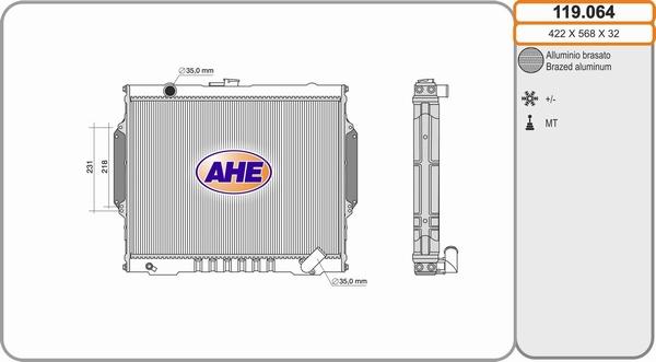 AHE 119.064 - Радіатор, охолодження двигуна autozip.com.ua