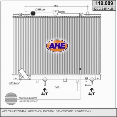 AHE 119.089 - Радіатор, охолодження двигуна autozip.com.ua