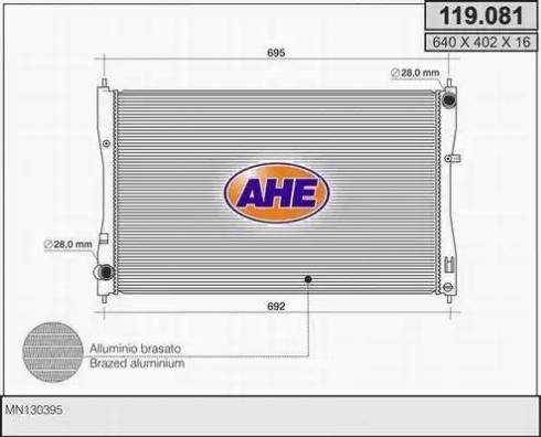 AHE 119.081 - Радіатор, охолодження двигуна autozip.com.ua