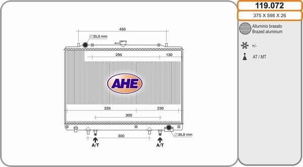 AHE 119.072 - Радіатор, охолодження двигуна autozip.com.ua